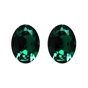 Swarovski© Crystal EMERALD x 2 Oval 4120 14 x 10mm Fancy Stone Loose Foil Backed Light Green