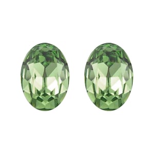 Swarovski© Crystal PERIDOT x 2 Oval 4120 14 x 10mm Fancy Stone Loose Foil Mid Green