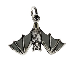 Sterling Silver Charm Bat .925 Animal Pendant Open Wings Halloween Gift
