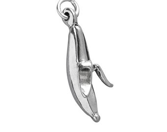 Sterling Silver Charm Banana .925 Fruit Pendant Food Themed Gift Tropical Jewellery Miniature Jewellery