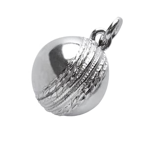 Sterling Silver Cricket Ball Charm .925 Sport Pendant
