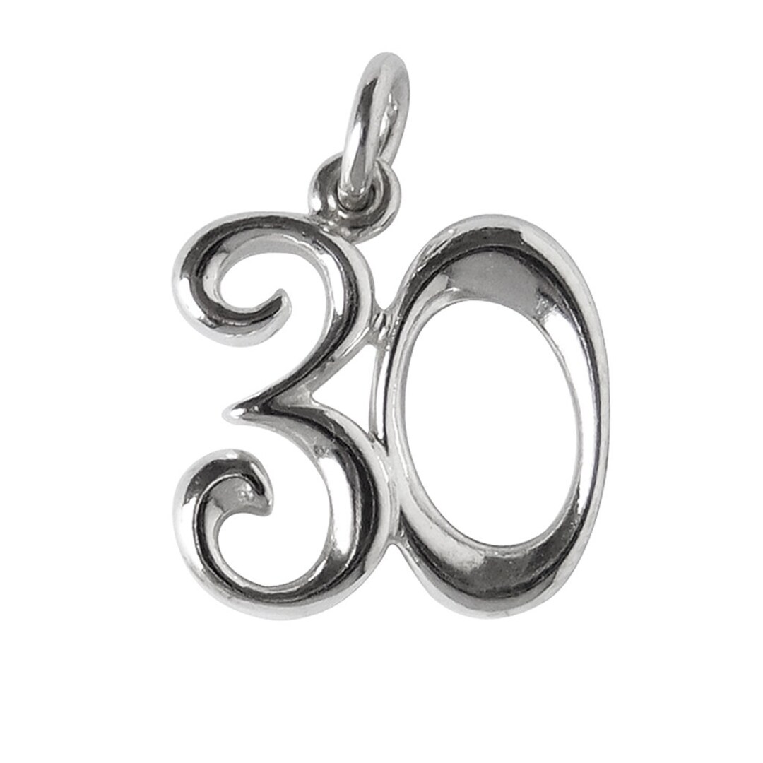 Sterling Silver Number 30 Charm: Thirtieth Birthday Gift - Etsy