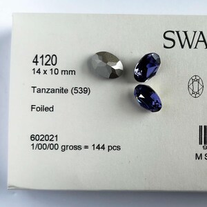 Swarovski© Crystal TANZANITE Oval 4120 14 x 10mm Factory Pack of 144 pieces Fancy Stone Loose Foil Backed Purple