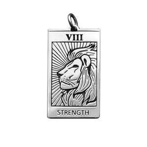 Pendentif arcanes majeurs avec breloque en argent sterling, force de carte de tarot .925