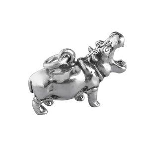 Sterling Silver Charm Hippo .925 Hippopotamus Animal Pendant African Safari Memento Gift