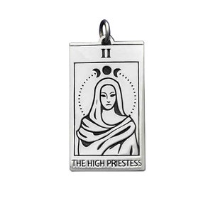 Pendentif en argent sterling avec pendentif arcanes majeurs de grande prêtresse de grande prêtresse