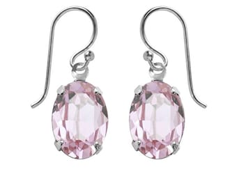 Drop Earrings Sterling Silver Pink Austrian Crystal Rosaline .925 Pair Oval Pale Pink Jewellery Spring Fashion Wardrobe Palette