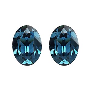 Swarovski© Crystal INDICOLITE x 2 Oval 4120 14 x 10mm Fancy Stone Loose Foil Backed Blue