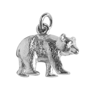 Sterling Silver Charm Bear .925 Animal Pendant Grizzly Bear Gift Silver Wild Bear Miniature