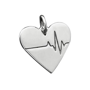 Sterling Silber Charm Herzschlag .925 Anhänger Heart Monitor Geschenk für Kardiologen Chirurg Liebe Valentine Valentine Elektrokardiogramm