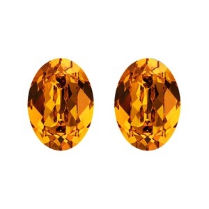 Swarovski© Crystal TOPAZ x 2 Oval 4120 14 x 10mm Fancy Stone Loose Foil Backed Dark Yellow