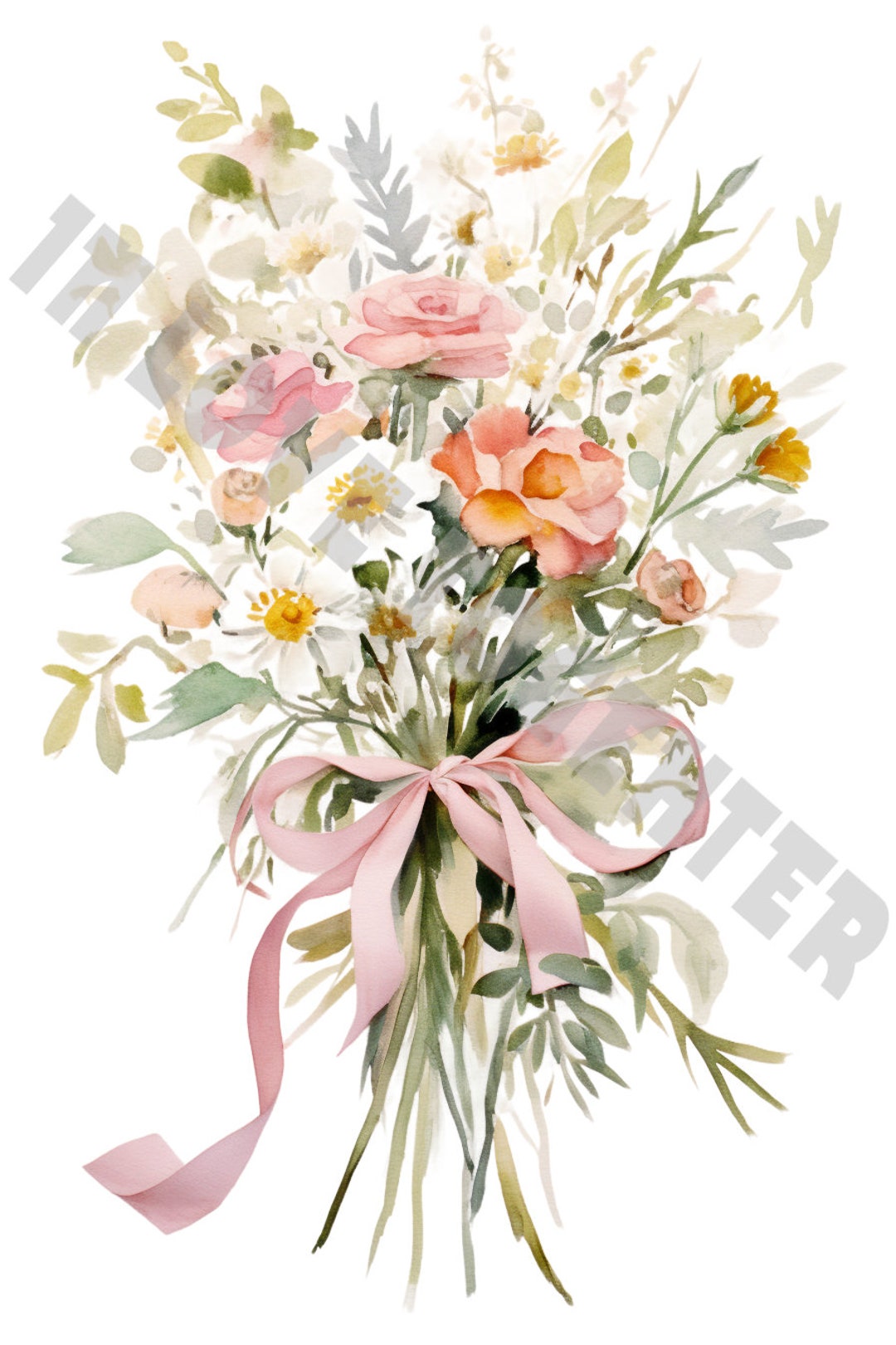 Watercolor Flower Design, Digital Download, Wedding Design, Invitation ...