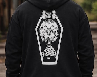 Fog coffin skull Oversized Graphic Hoodie Unisex Cotton Blend Sweatshirt