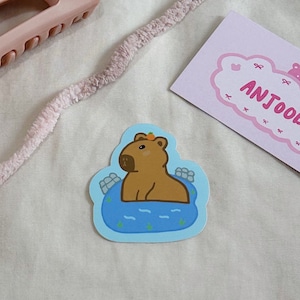 Capybara Teich Aufkleber - niedliches Capybara, kawaii, Capybara, niedlich, ästhetisch, Vinyl Aufkleber