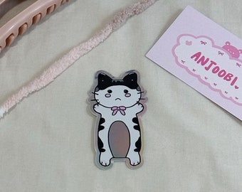 Pegatina holográfica de gato esmoquin – Adhesivo impermeable para portátil