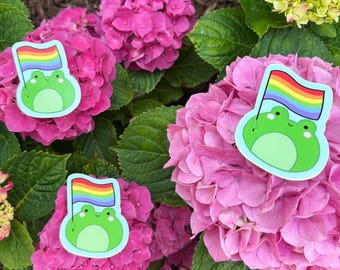 Frog Pride Glossy Sticker - pride, pride month, sticker addict, LGBTQ, vinyl sticker, lgbtq+