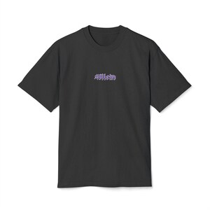 Purple Allein Script Tee | Small Center Chest Logo