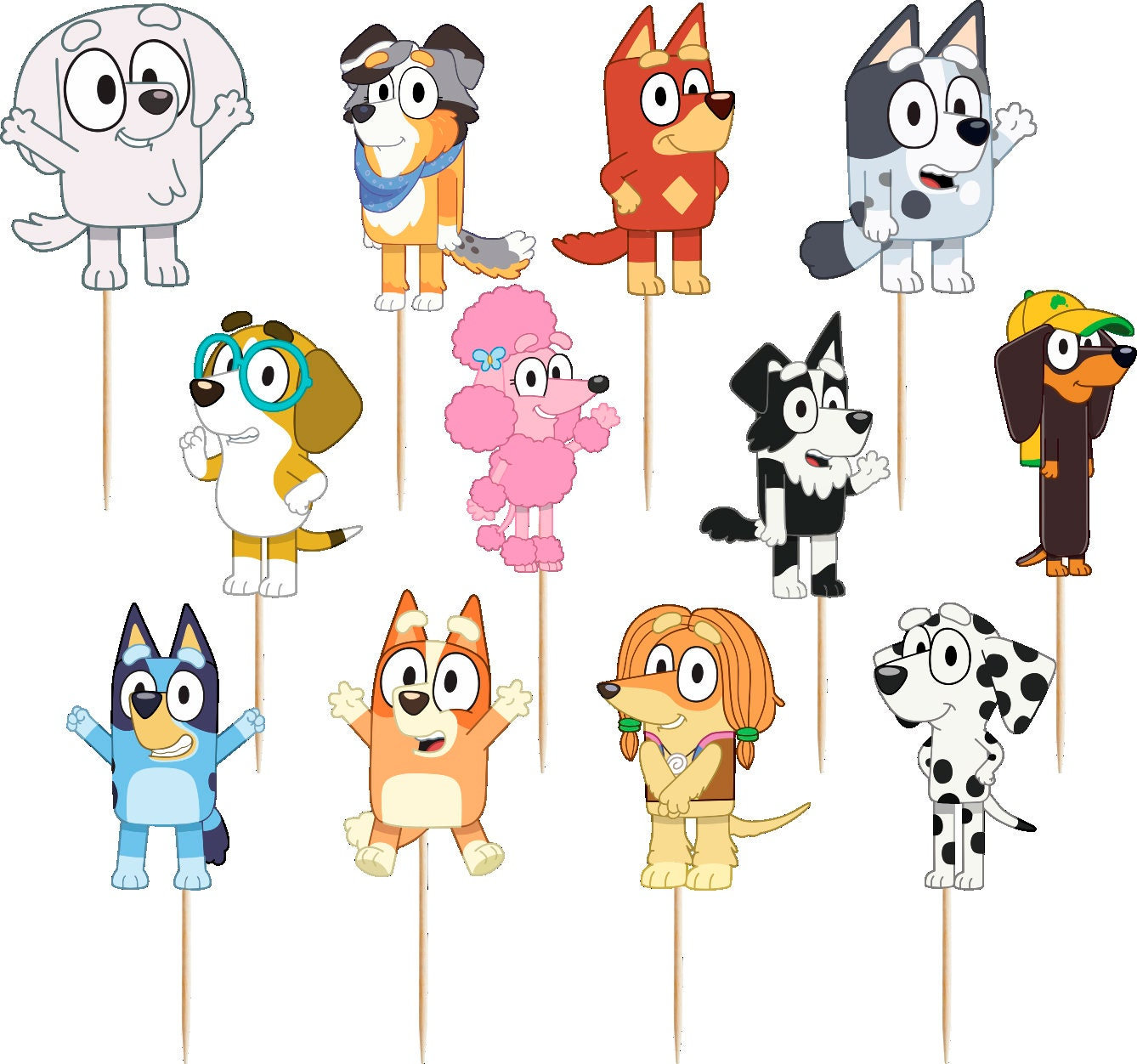 Bluey & Friends Cupcake Toppers (Set of 12)