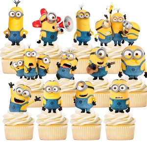 Minions Cupcake Toppers (SET of 12) Minions Theme Party Decorations