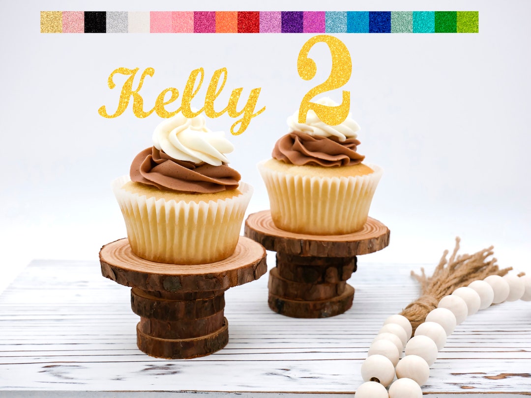 2nd Birthday Cupcake Toppers (set of 12) 20 Colors Available Birthday ...