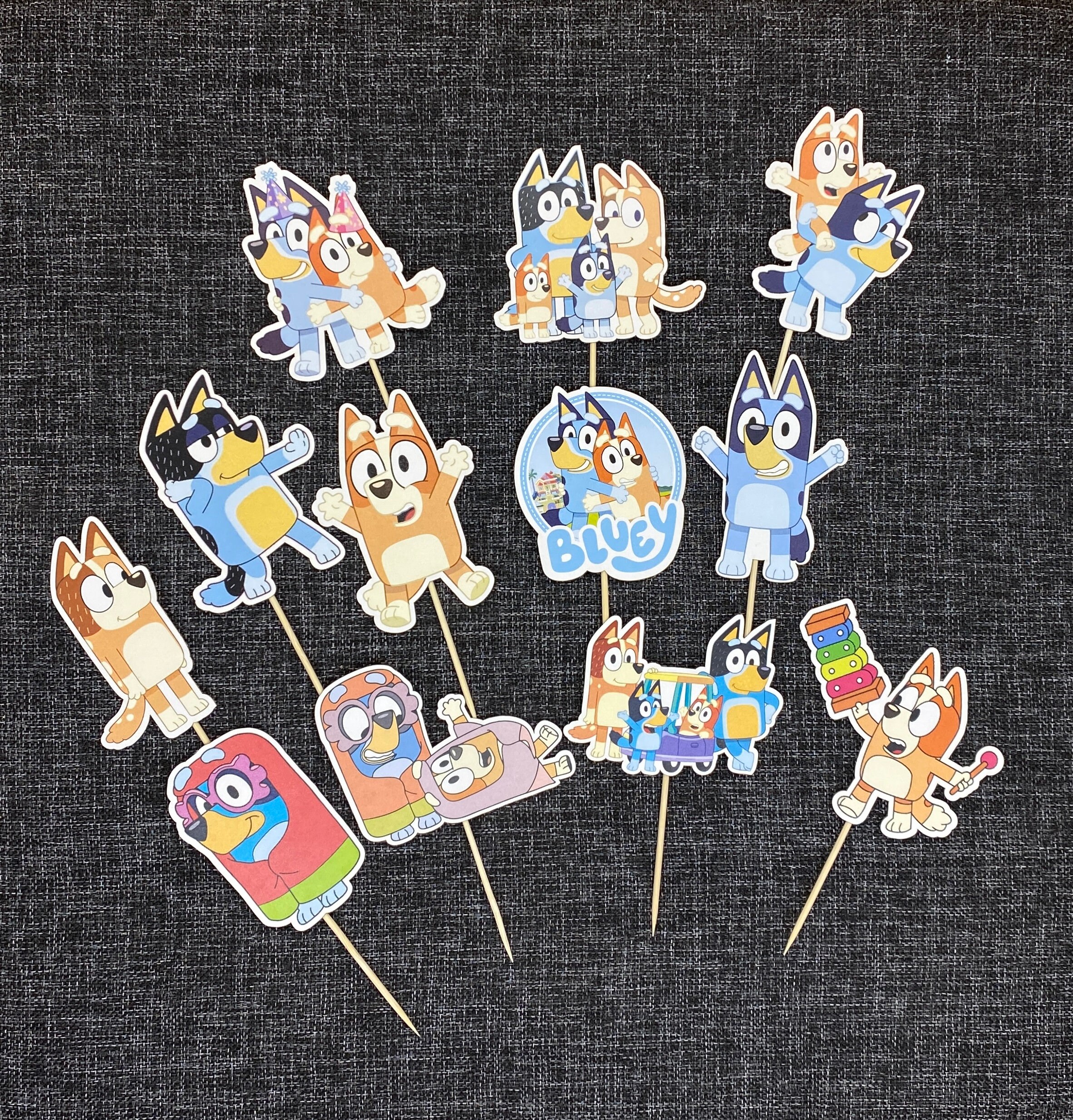 Bluey Cupcake Toppers ( Set of 12) (3 inches Tall)