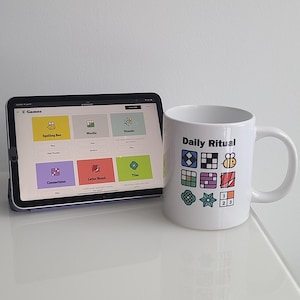 Daily Games Glossy Mug Gift Idea for Puzzle Lovers and Coffee Drinkers Crossword Games NYT Connections Word Games Morning Coffee Routine