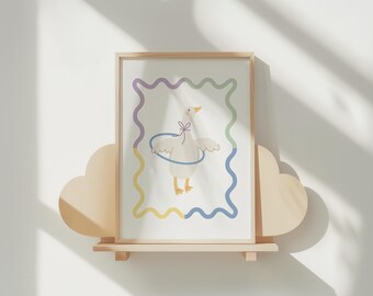 Silly Goose Nursery プリント、楽しい子供部屋の装飾（デジタルダウンロード）