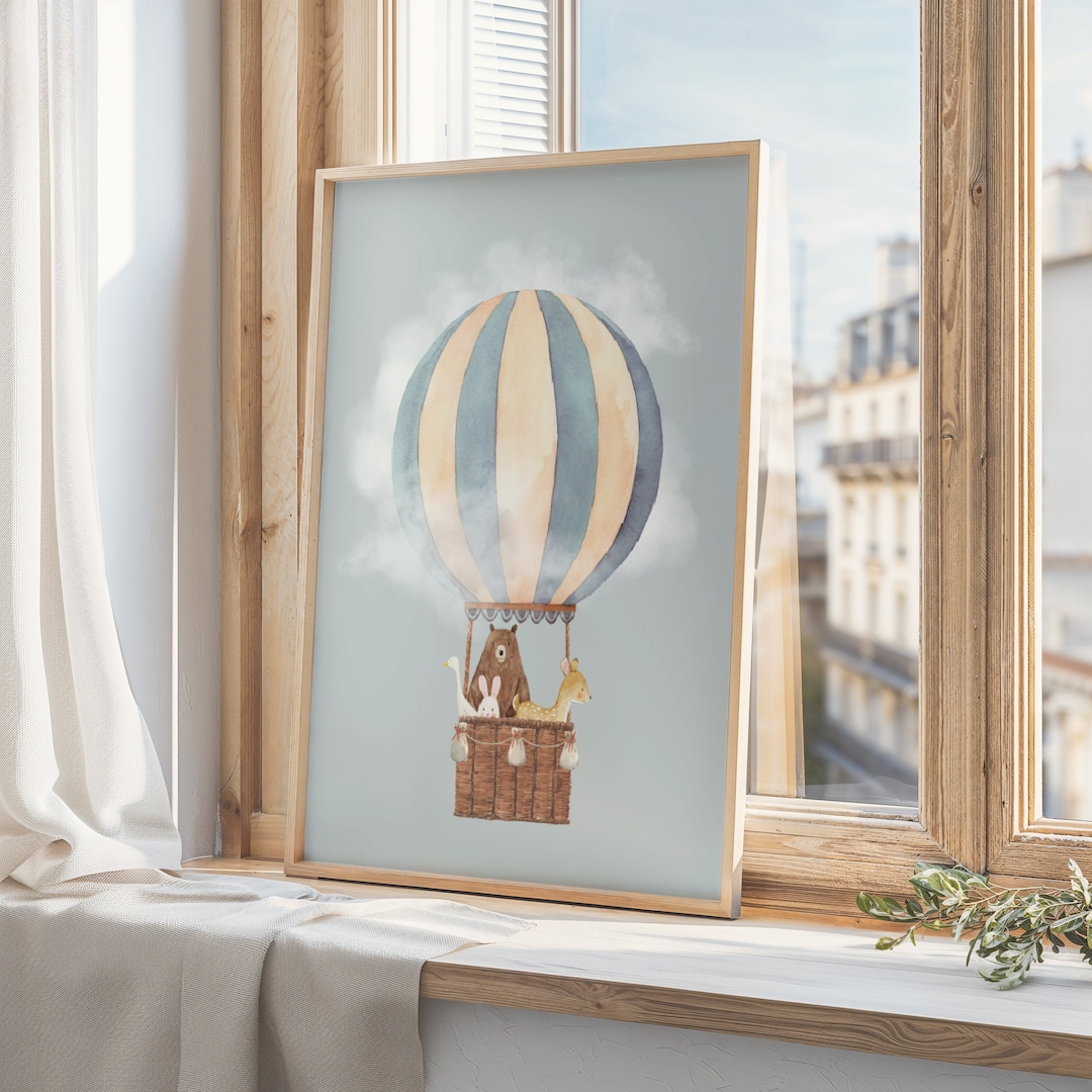 Hot Air Balloon Nursery Print Kids Room Printable Wall Art Gender ...