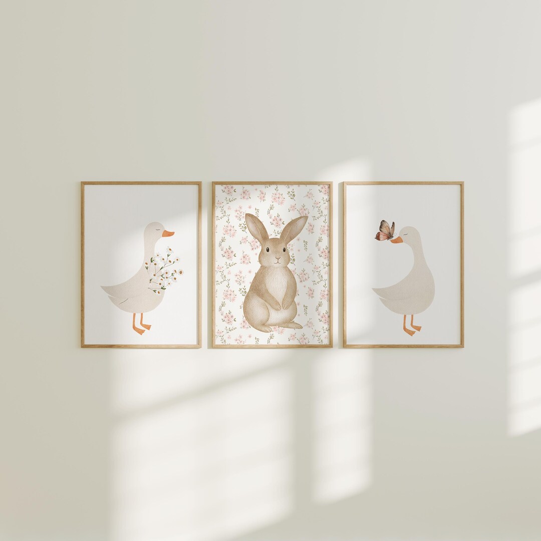 Vintage Bunny and Goose Nursery Print Set (digital Download) - Etsy