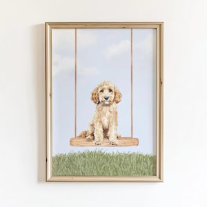 Golden Doodle Nursery Decor, Watercolor Dog Nursery Print Digital Download, Cute Dog Lover Kids Room Artwork, Fun Groodle Kids Room Print