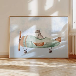 Great Dane Nursery Wall Art Print, Airplane Theme Kids Room Decor, Gender Neutral Digital Download Artwork, Fun Great Dane Theme Wall Print