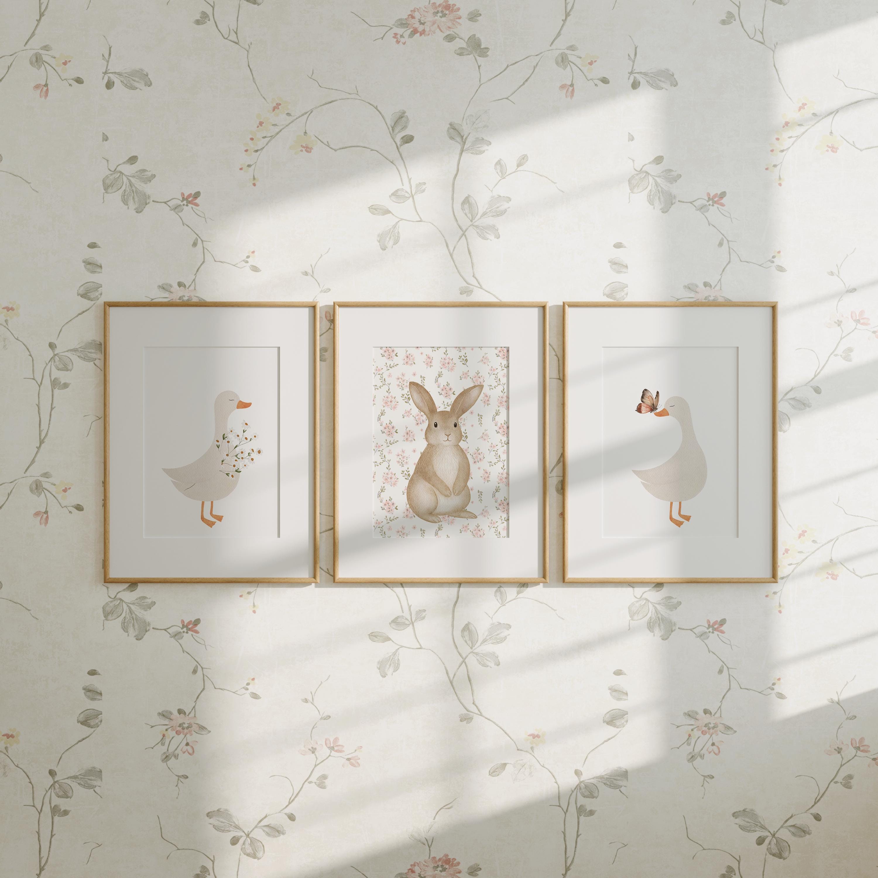 Vintage Bunny and Goose Nursery Print Set (digital Download) - Etsy