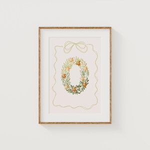Letra inicial impresa O, diseño floral para guardería, decoración de habitación de adolescente con flores vintage, descarga digital, arte de pared para habitación de niños, letras florales, estilo bohemio para niña