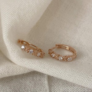 14K Solid Gold X Hoop Earrings Gold CZ Simple Hoops Minimalist Everyday Square Hoop dainty Earrings gift for her