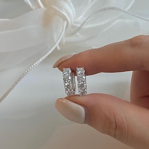 14K Solid Gold Classic Hoop Huggie Earrings Gold CZ Simple Hoops Minimalist Everyday Earrings Dainty Earrings gift for her