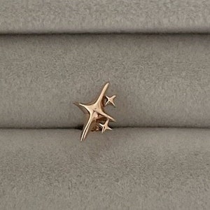 14k Solid Gold Minimalist Starburst Tiny Star Piercing Screw Back Star Piercing Earring Dainty Cartilage Minimalist Piercing