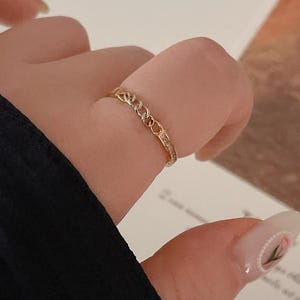 14K Solid Gold Chain Ring Dainty Gold Ring Love Chain Ring Chain Link Ring Minimalist Rings Unique Stacking Ring Gifts for Her