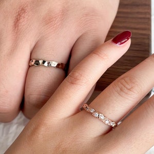 14K Solid Gold Wedding Band Promise Ring For Couples Matching Wedding Ring Set Couple Gift  Anniversary Gift For Him