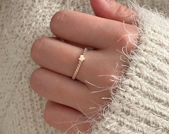Small Heart Ring 14K Solid Gold  Minimalist Ring Classic Mini Heart Ring Simple Ring Daily Ring Real Gold ring gift for her
