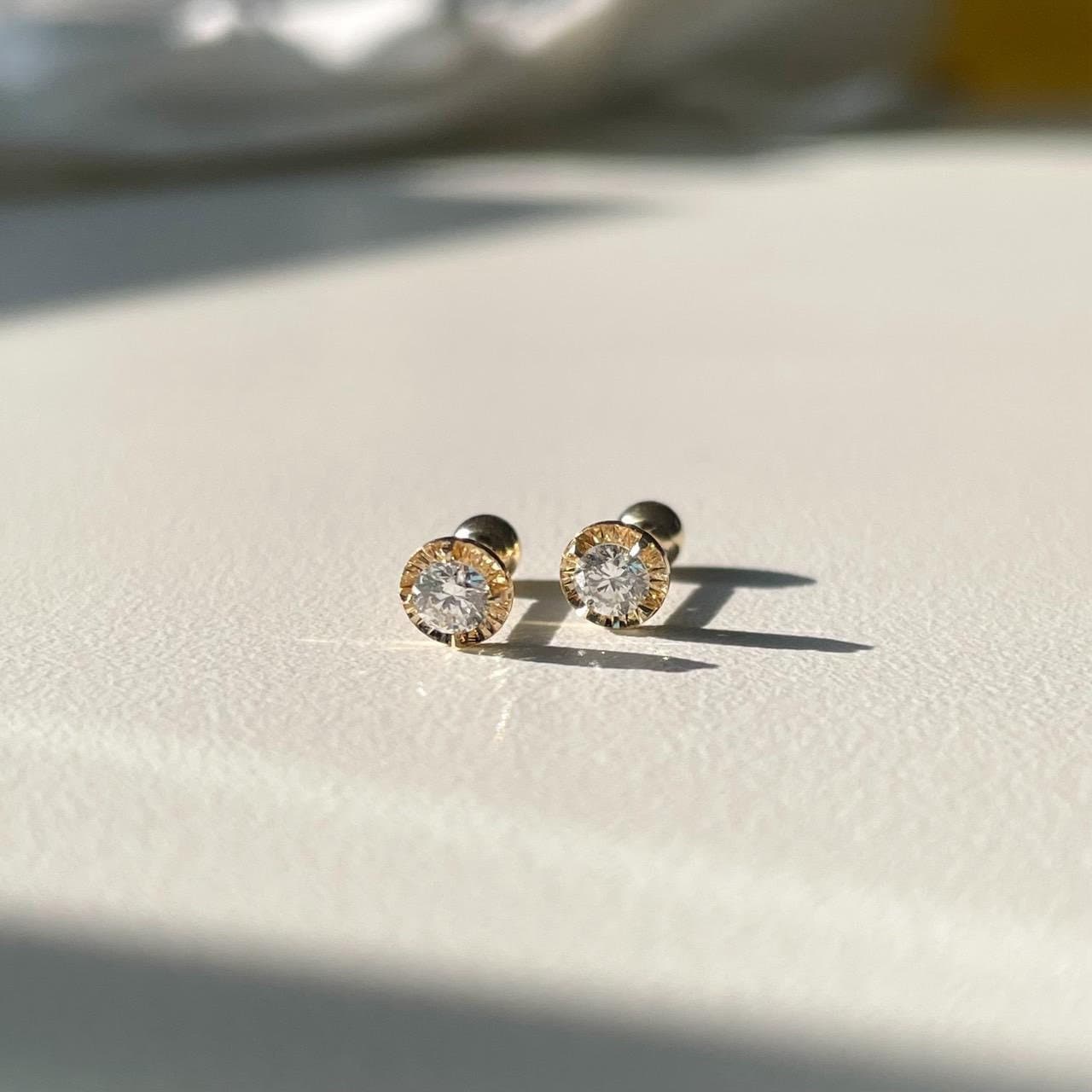 14k Solid Gold Diamond Piercing Lab Grown Diamond Stud Piercing Diamond…