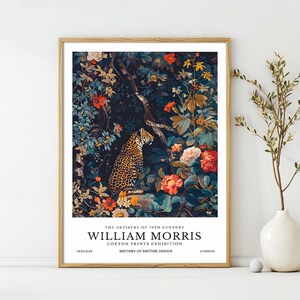 William Morris Posters, Leopard Flower Animal Art Print, Vintage Exhibition Wall Deco, William Morris Exhibition Poster