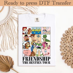 Toy Story Friends DTF Transfer - Buzz Woody Jessie Forky T-shirt Design - Retro Tecknad Stryk-på för Barnfödelsedagar eller Familjeresor