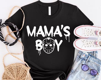 Mama&#39;s Boy DTF, Boys Halloween Shirt Dtf,Horror Dtf,Halloween Dtf, Boy Halloween Transfer, Jason Mama&#39;s Boy Dtf, Halloween Mom Dtf Transfer