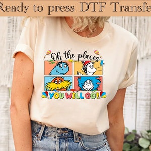 DTF Transfer | Dr Seuss oh the places you will go - glitter effect | - Dtf Transfer, Dtf Print, Heat Transfer, Ready to press, Dr seuss day