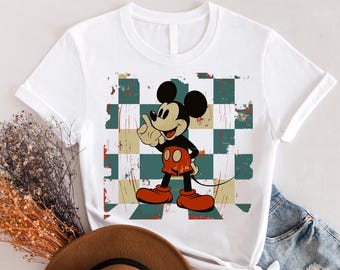 Geruite Happy Mouse DTF, Mickey DTF, vintage shirt Mickey, shirt geruite Mickey, geruite Disney DTF, Retro Disney DTF, Mickey DTF