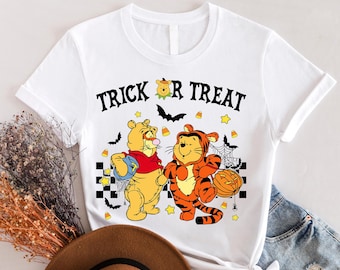 Retro Halloween Pooh Dtf,Trick Or Treat Winnie The Pooh And Tigger DTF Transfer,Winnie The Pooh Vintage Halloween DTF,Halloween DTF Transfer