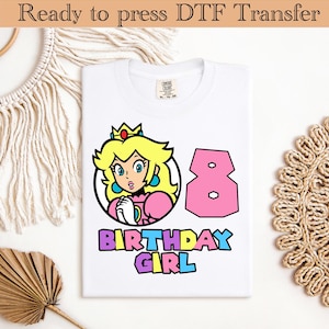 Custom Birthday Girl DTF Transfer – Princess Inspired Iron On – Personalized Ready to Press Design for Kids Party Shirt or Gift