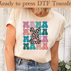 Mama Mama Mama Bunny, Ready to Press, Retro Mama DTF Transfer, Mother&#39;s Day Gift, Gift for Mom, Heat Press Transfer, Direct to Film