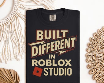 Built Different in Roblox Studio DTF Transfer – Funny Gamer Heat Press Design for T-Shirts – DIY Roblox Printable