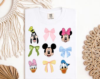 Comfort Colors Mickey Friends DTF Transfer, Minnie Bow Coquette, Womens Disneyworld Dtf, Bow Pluto Daisy Donald Shirt, Cute Disney Top DTF